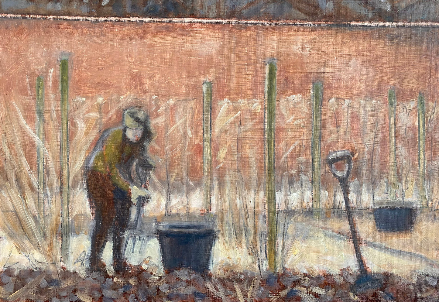 Maria digging at Wildegoose Nursery