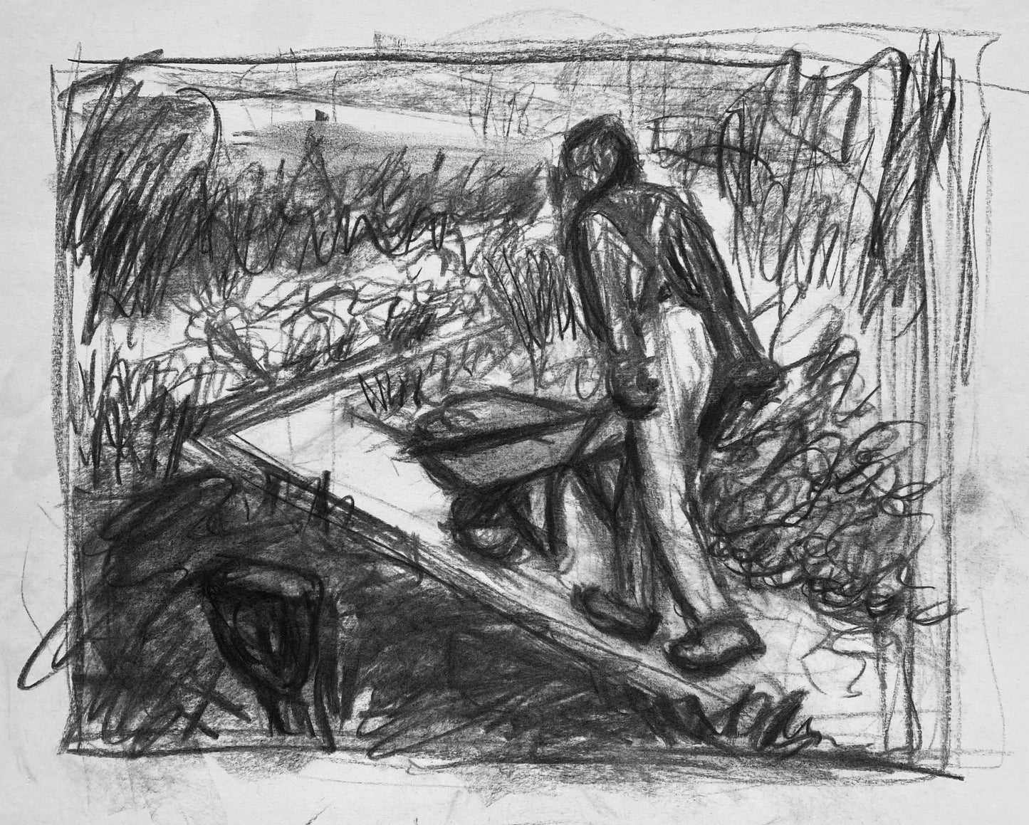 Jack and Wheelbarrow - charcoal