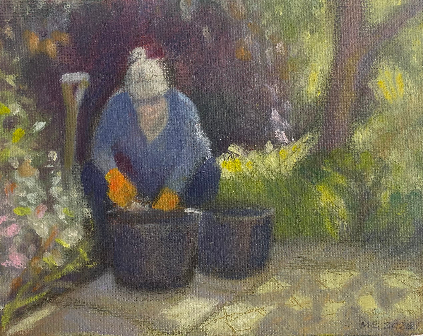 Sue and Two Trugs - sml painting