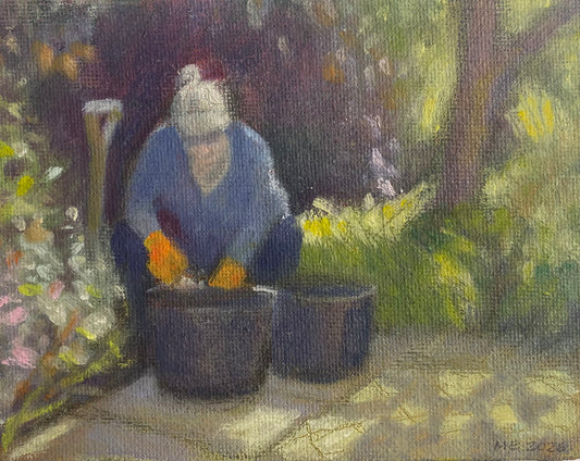Sue and Two Trugs - sml painting