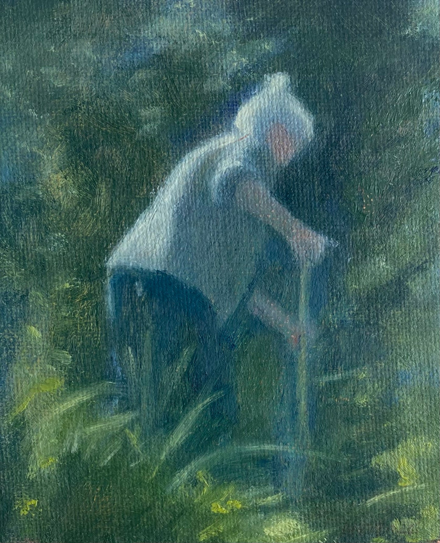Sue deep in the Garden - sml painting